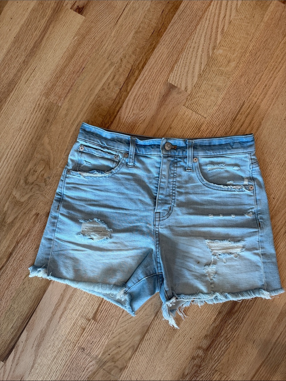 Madewell Light Blue Distressed Denim Cutoff Shorts
